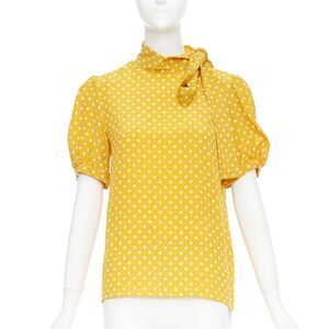 Celine Silk Polka Dot Puff Blouse